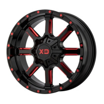 XD Series Mammoth 20X10 ET-18 6X135/139.7 106.25 Gloss Black Milled W/ Red Tint